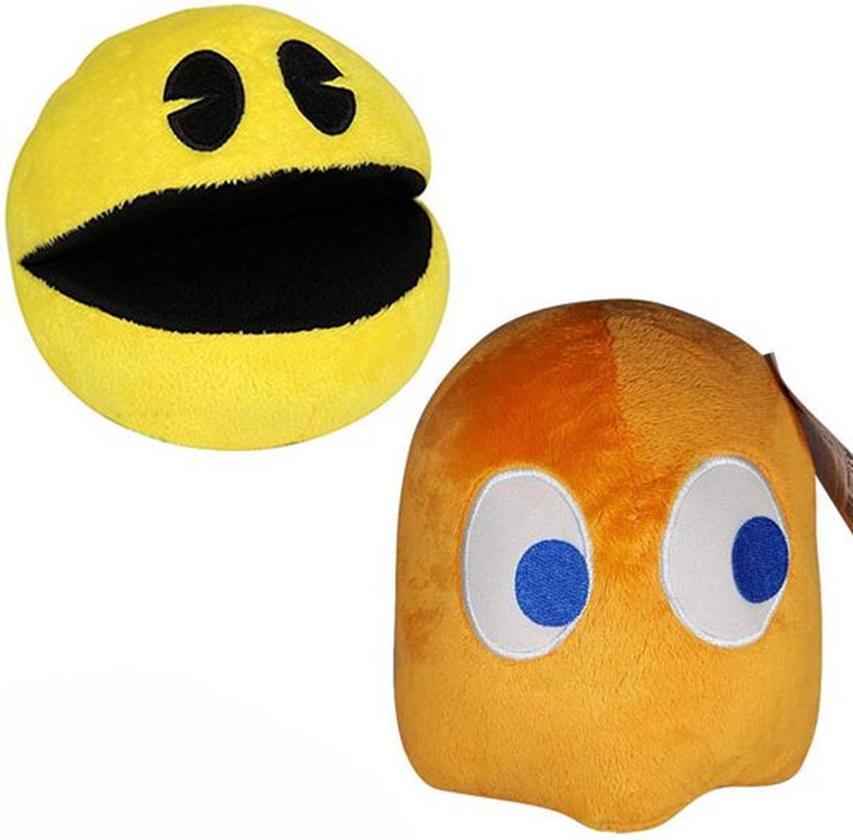 Pac-Man Mini + Clyde Spook Oranje Mini Pluche Knuffel 15 cm | Originele Pacman knuffel | Pac Man plush